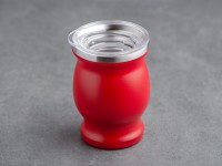 Матешница (калабас, калебас) #455, "Красный" металлический с крышкой 250 мл.