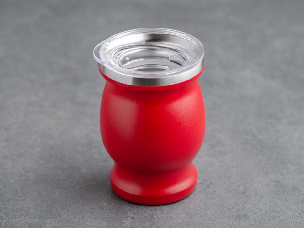 Матешница (калабас, калебас) #455, "Красный" металлический с крышкой 250 мл.