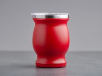 Матешница (калабас, калебас) #455, "Красный" металлический с крышкой 250 мл.