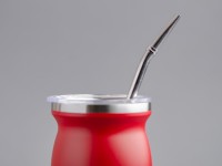 Матешница (калабас, калебас) #455, "Красный" металлический с крышкой 250 мл.