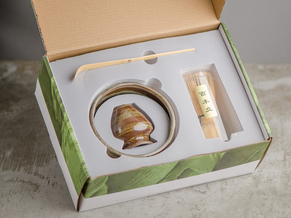 Набор посуды для маття #51, 550 мл., тяван керамика, глазурь, часен, тясаку, подставка для часена, полотенце, ситечко, подставка для тясаку.