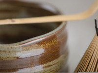 Набор посуды для маття #51, 550 мл., тяван керамика, глазурь, часен, тясаку, подставка для часена, полотенце, ситечко, подставка для тясаку.