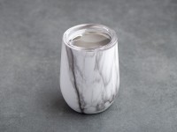 Матешница (калабас, калебас) #447, "Белый мрамор" металлический с крышкой 300 мл.