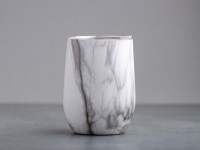 Матешница (калабас, калебас) #447, "Белый мрамор" металлический с крышкой 300 мл.