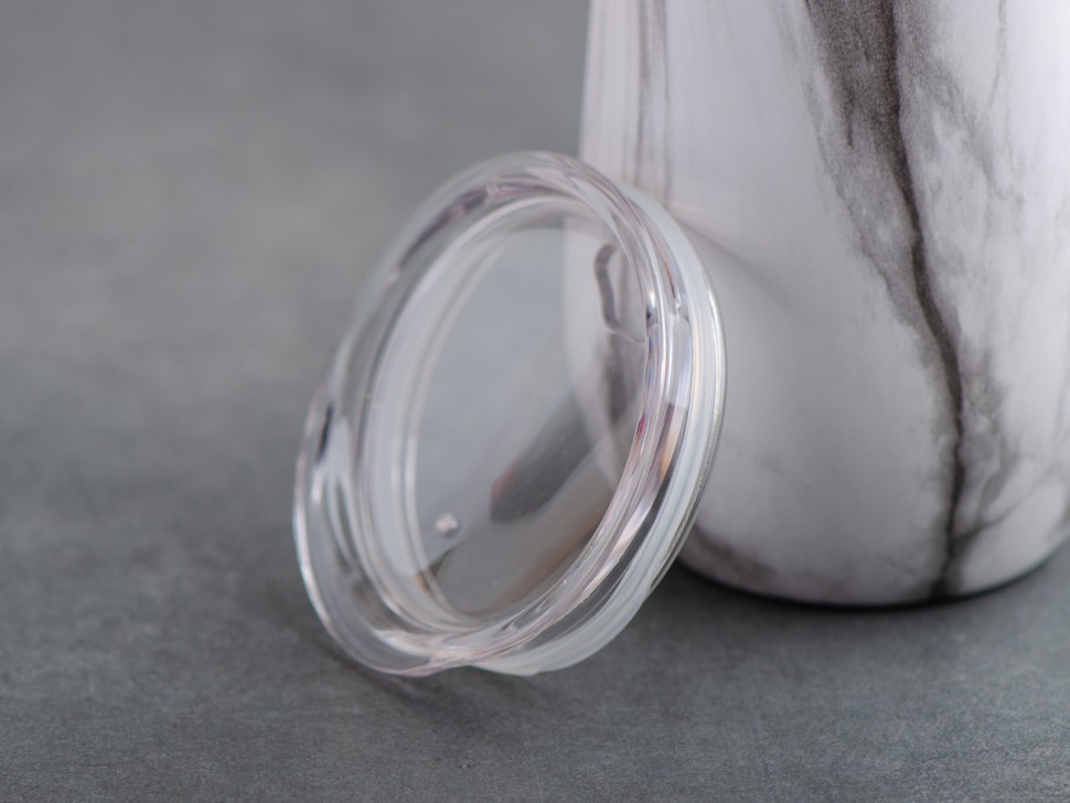 Матешница (калабас, калебас) #447, "Белый мрамор" металлический с крышкой 300 мл.