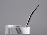 Матешница (калабас, калебас) #447, "Белый мрамор" металлический с крышкой 300 мл.