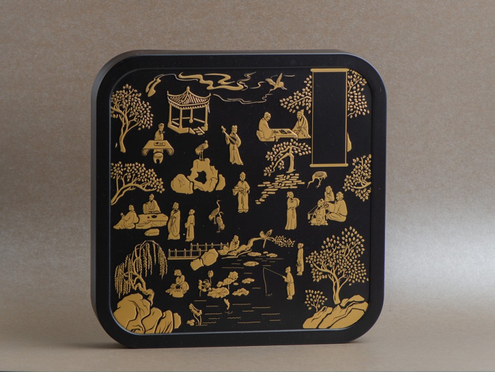 Подарочная коробка для блина + пакет # 105, металл, 24х24х4 см.