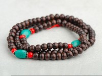 Четки #109, 108 бусин, из Розового дерева с камнями, 9 мм.