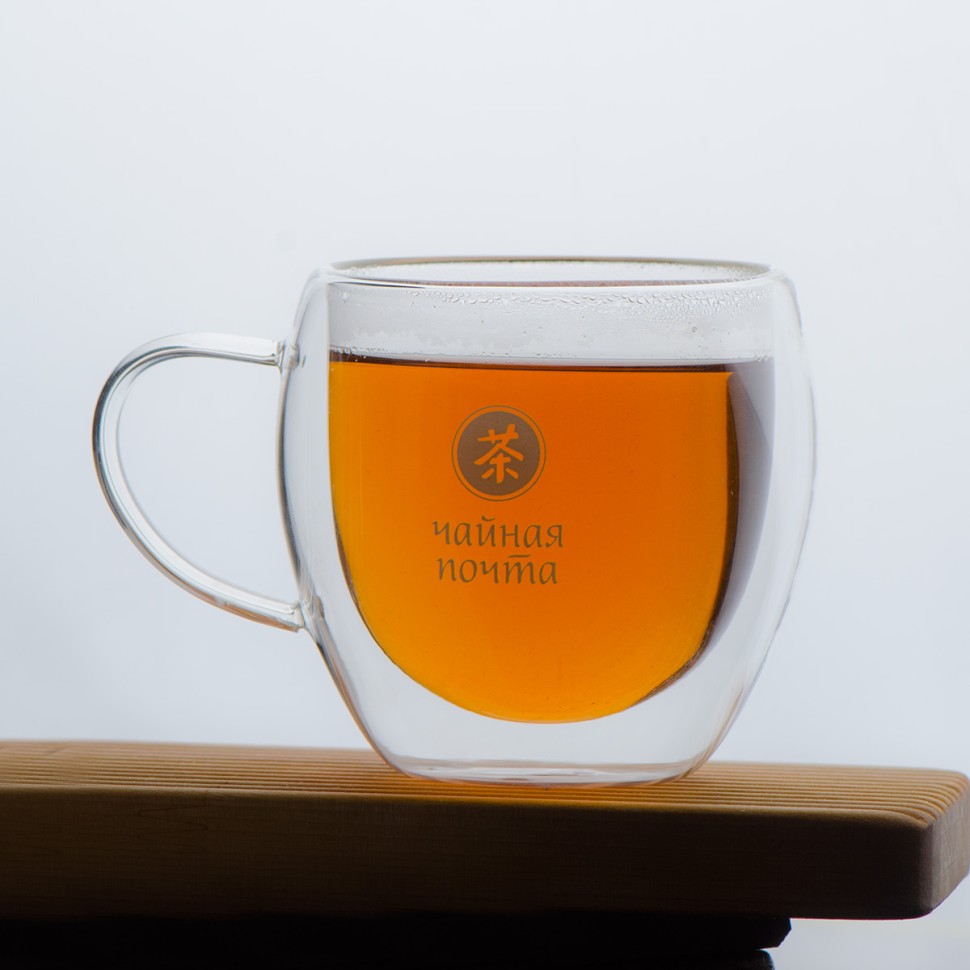 Двустенная кружка, необжигающая  #1859, "Чайная Почта" 250 мл, двойное стекло