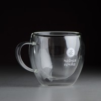 Двустенная кружка, необжигающая #1859, "Чайная Почта" 250 мл, двойное стекло Двустенная кружка, необжигающая #1859, "Чайная Почта" 250 мл, двойное стекло