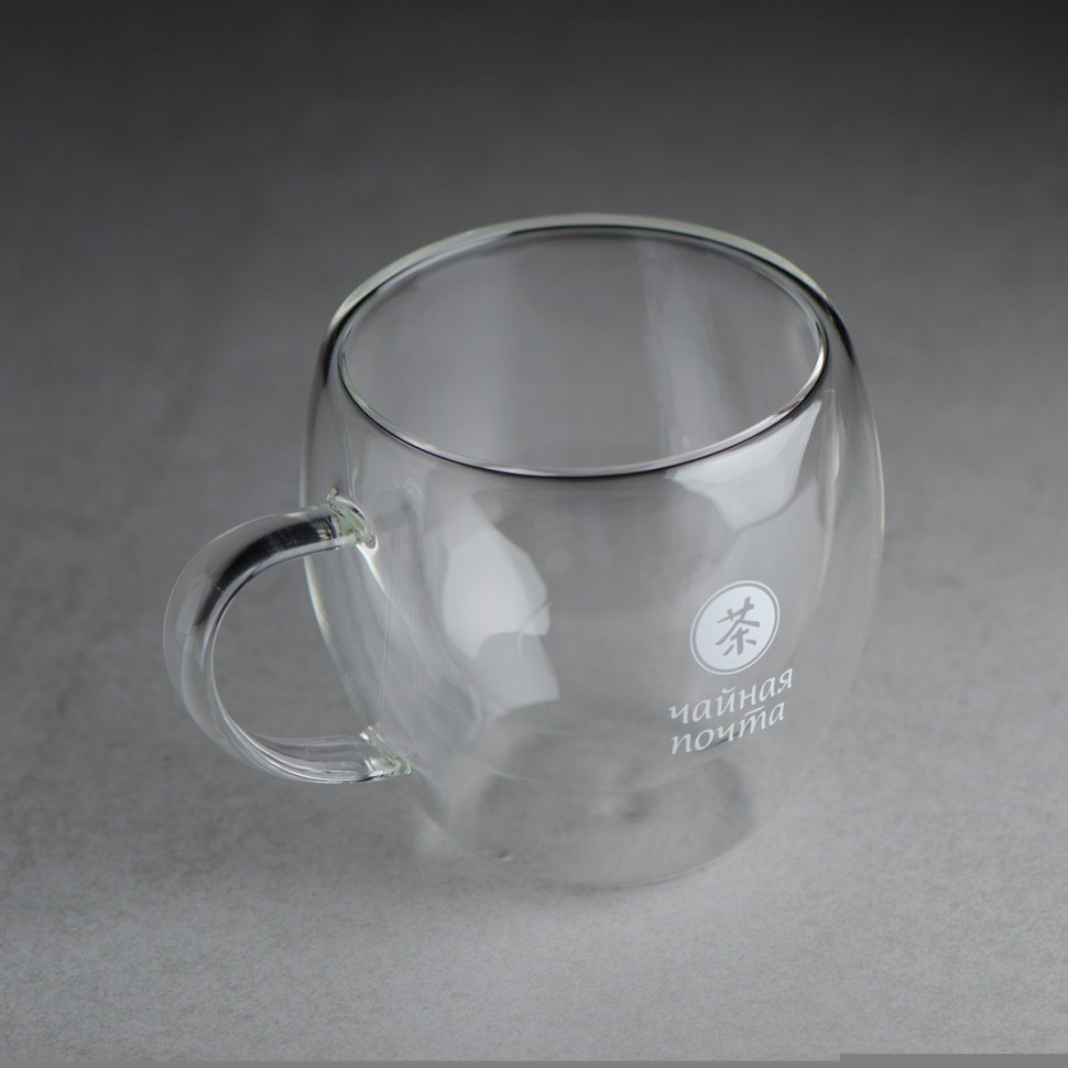 Двустенная кружка, необжигающая  #1859, "Чайная Почта" 250 мл, двойное стекло