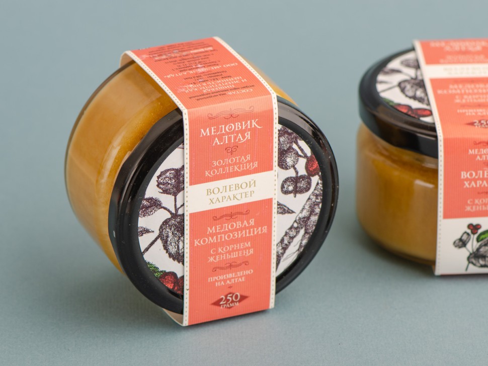 Мёд натуральный, "С Корнем Женьшеня" 250 г.