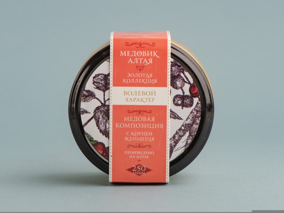 Мёд натуральный, "С Корнем Женьшеня" 250 г.