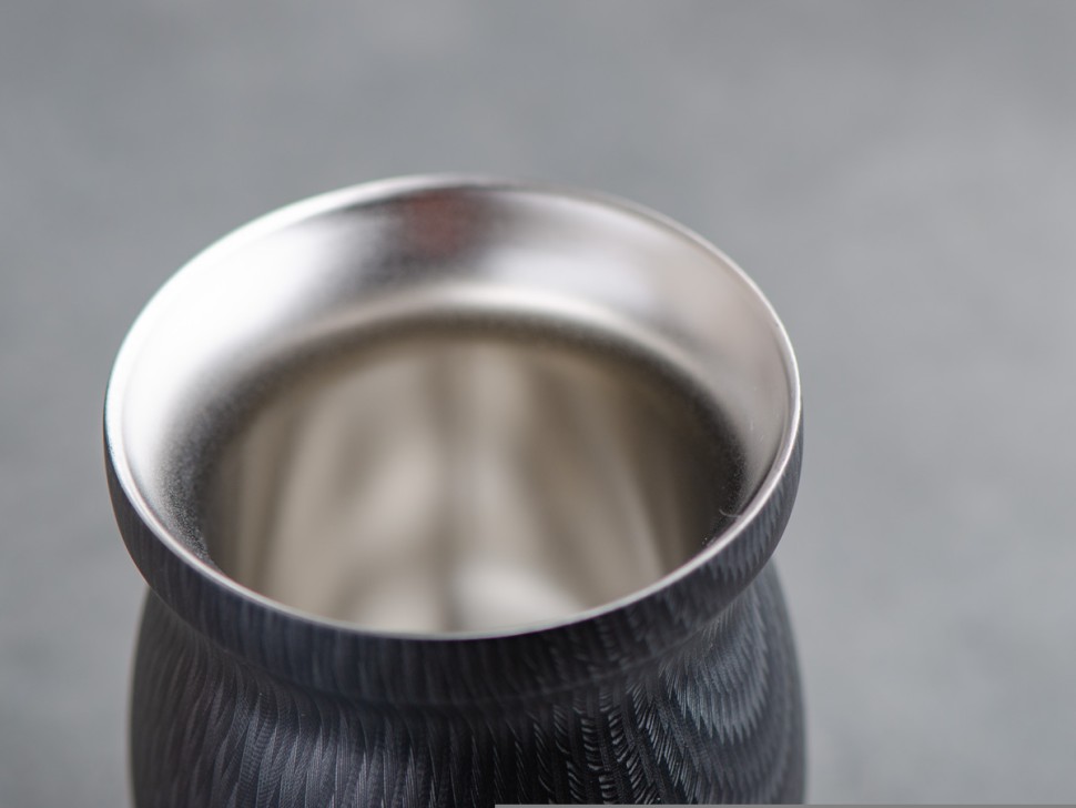 Матешница (калабас, калебас) #449, "Графит" металлический с крышкой 250 мл.