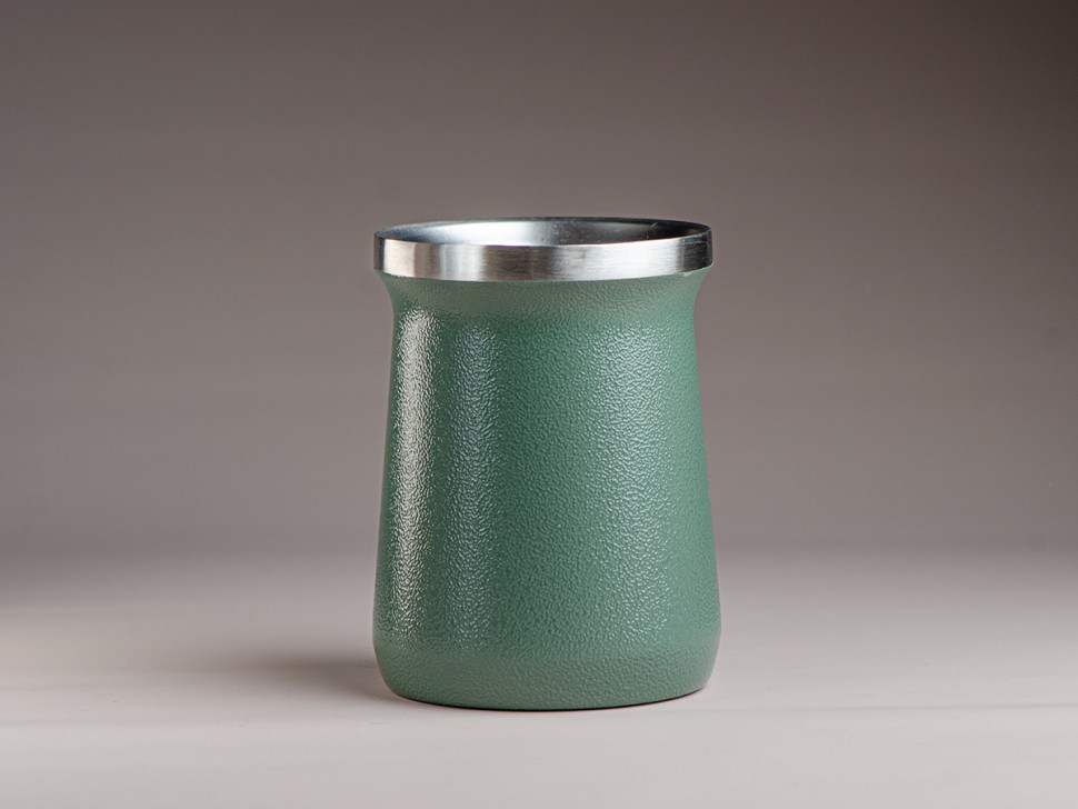 Матешница (калабас, калебас) #452, "Зеленый" металлический 250 мл.