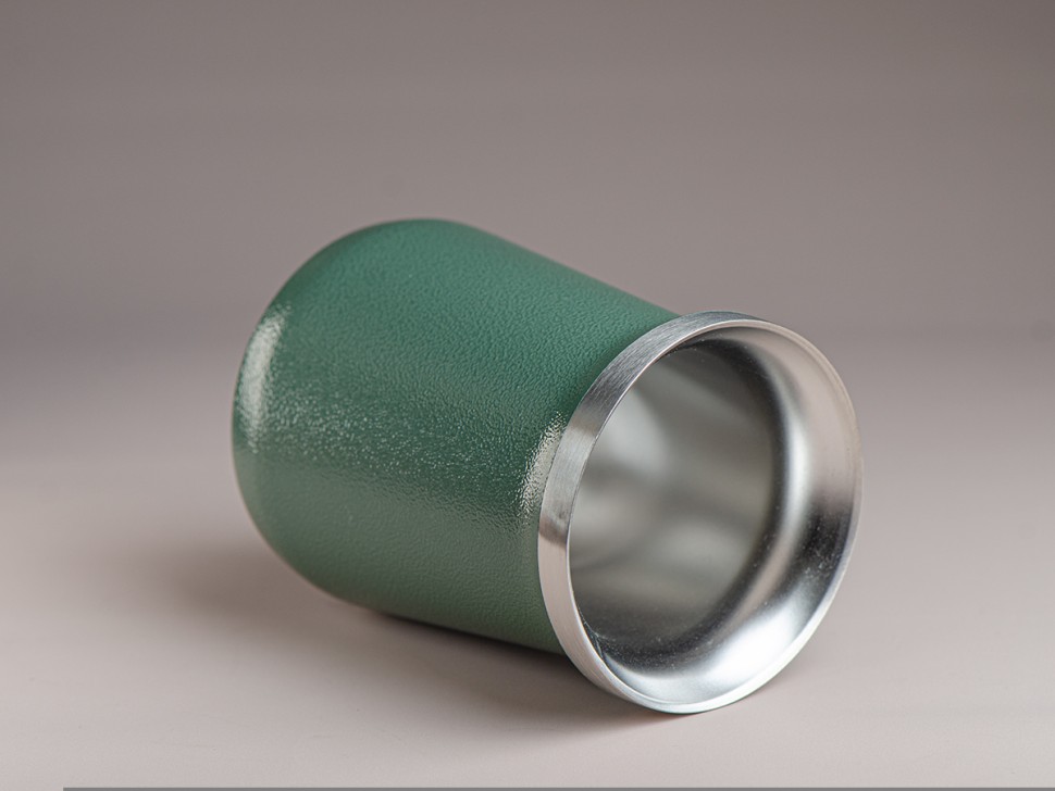 Матешница (калабас, калебас) #452, "Зеленый" металлический 250 мл.