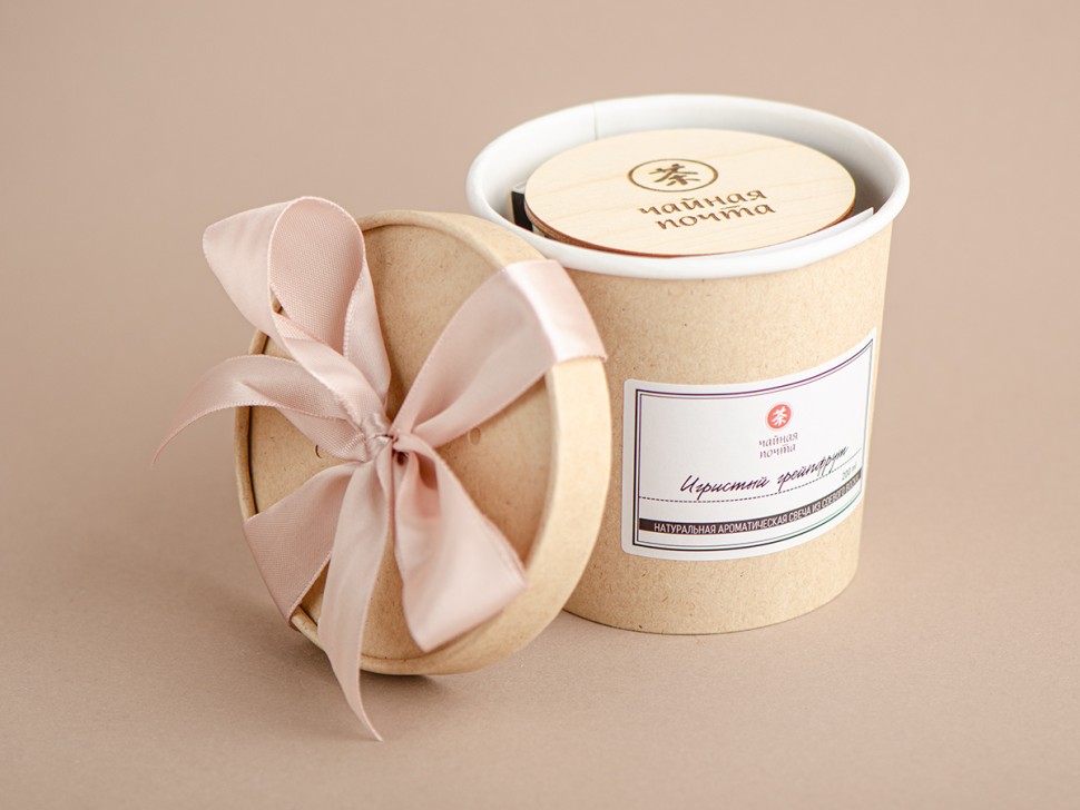 Ароматическая свеча с деревянным фитилем "Игристый грейпфрут" 200 мл.