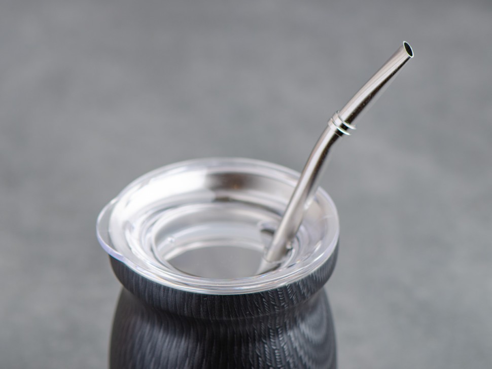 Матешница (калабас, калебас) #449, "Графит" металлический с крышкой 250 мл.